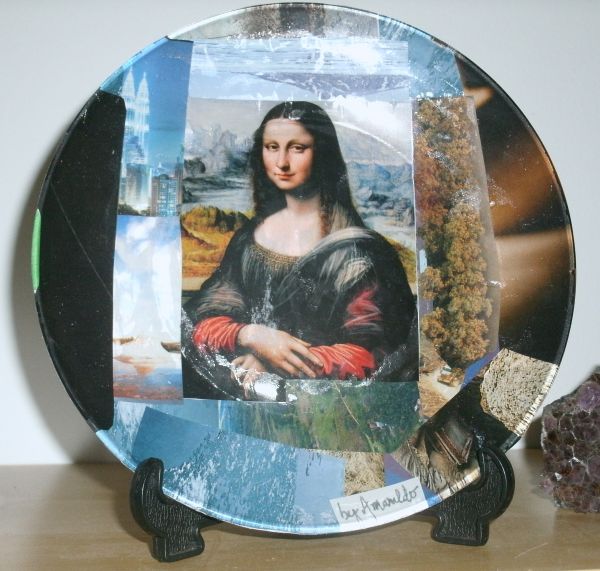 Prato  Monalisa  em decoupage